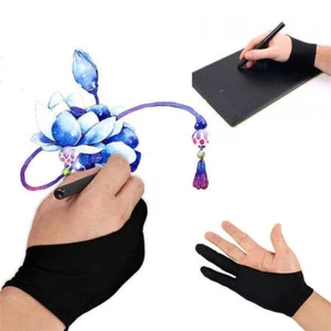 Black 2 Finger Artist Digital Drawing Glove Anti-fouling for Graphics Tablet - Picture 1 of 11