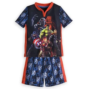 Disney Store Avengers Pajamas PJ Hulk Iron Man Sleepwear Short Set Boys 3 4 7/8 - Picture 1 of 6