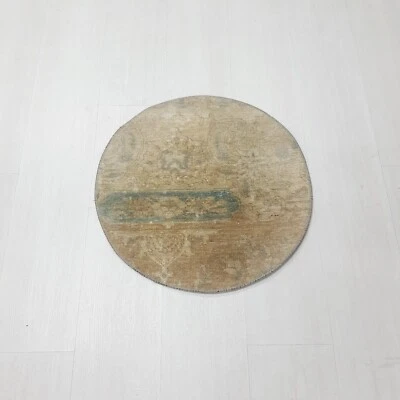 Turkish Circle Rug Pad , Vintage Round Rug , Handmade Geometric Rug - Image 1 of 4