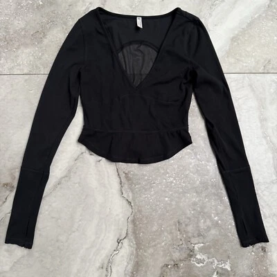 Черные отверстия для пальцев Free People Movement с длинным рукавом и v-образным вырезом на спине размер XS - Изображение 1 из 4