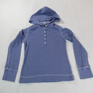 American Eagle Hoodie Youth Large Henley Blue Y2k Waffle Sweatshirt Pullover - Picture 1 of 19