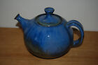 Vintage Shearwater Art Keramik Teekanne und Deckel Nachtblau Glasur signiert JA 91