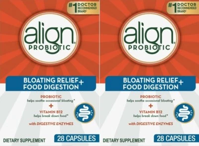 2 X ALIGN - BLOATING RELIEF + FOOD DIGESTION - 28 X 2 = 56 CAPSULES - EXP 8/2026 - Image 1 of 2