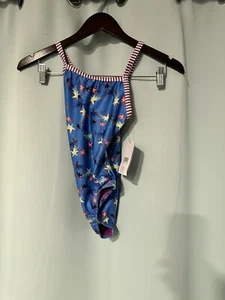 NWT Dolfin Uglies Girls One Piece Swimsuit Size 10 Blue Stargazer Print UPF 50 - Picture 1 of 4