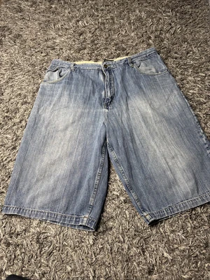 Sean John Shorts Mens 40 Blue Denim Jorts Streetwear Baggy Embroidered Y2K - Image 1 of 4
