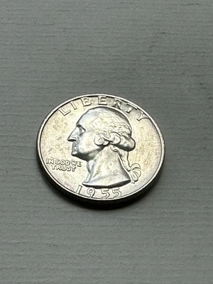 1955-D 90% Silver Washington Quarter From Coin Roll - AU - High Luster - Image 1 of 4