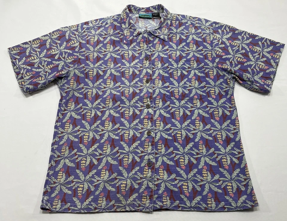 Camisa hawaiana de algodón vintage Patagonia para hombre talla S palmeras púrpura Foto 1 de 4
