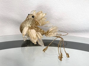 Bird Gold Glitter Beads Clip On Christmas Tree Holiday Ornament Decor Decoration - Picture 1 of 8