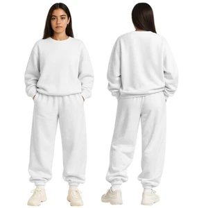 Womens Tracksuit Set Oversize Pullover Trouser Sweatshirt Crew Neck Casual Top - Picture 1 of 4