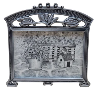 Weston Gallery Pewter frame with signed original black white water color RARE - Picture 1 of 7