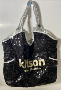 Kitson Los Angeles Sequence Beuteltasche Tasche schwarz und gold echt in ausgezeichnetem Zustand - Bild 1 von 3