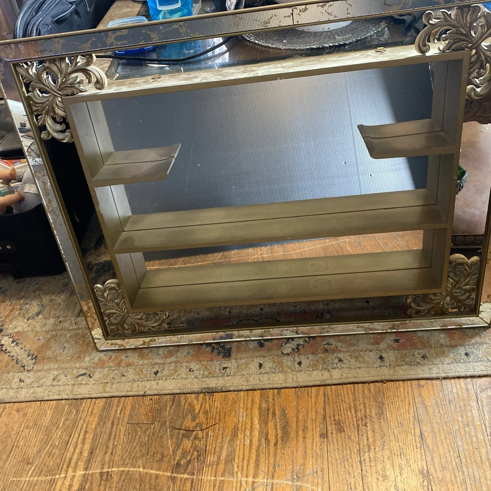 Vtg. Mid Century Modern Illinois Moulding Co Shadow Box Mirror Wall Shelves - Image 1 of 4