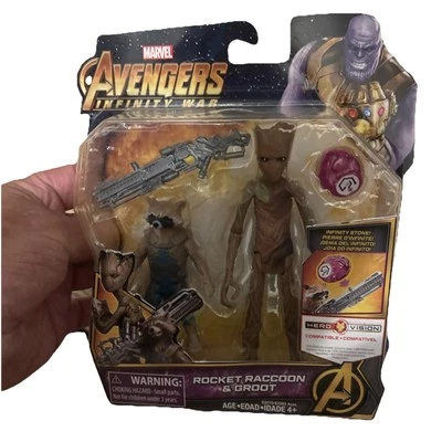 Marvel Avengers Infinity War Rocket Mapache y Groot Figura Conjunto Piedra Nuevo Foto 1 de 4