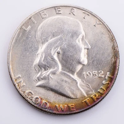 1952-D Franklin Half Dollar Original Toned AU/BU Silver 50c -See Photos - Image 1 of 2