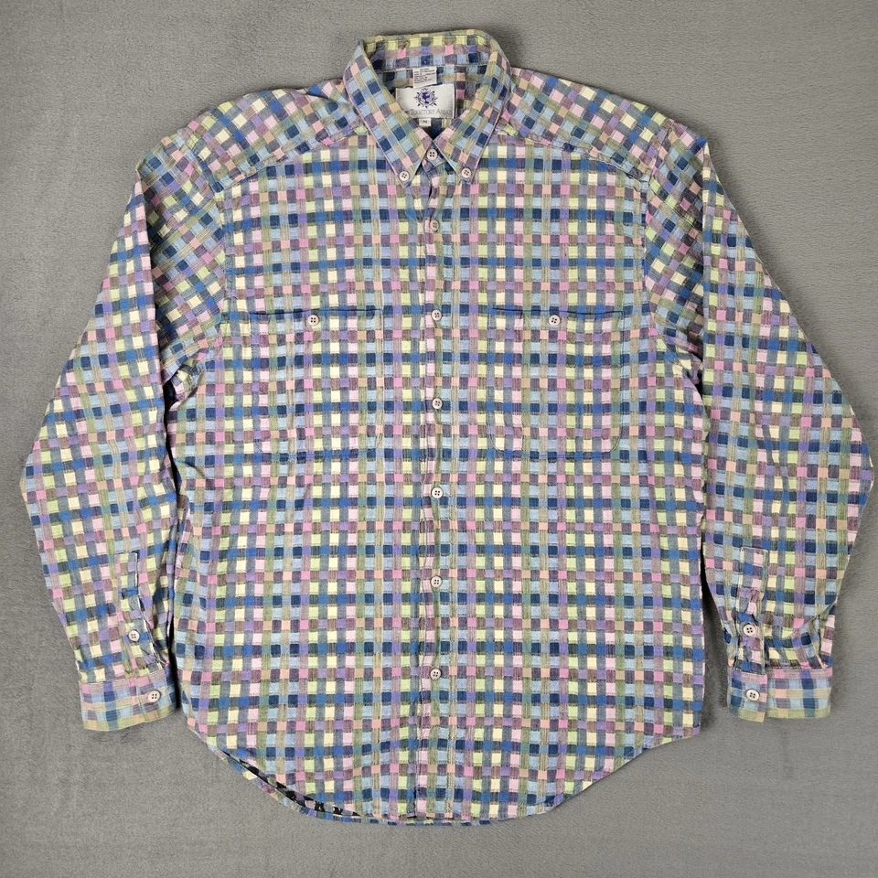 Camisa social masculina The Territory Ahead média multicolorida xadrez botão para cima colorida - Imagem 1 de 4