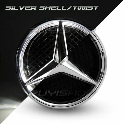 Chrome Car Led Grill Emblem Star Logo Light For Mercedes Benz Twist Type 18.2CM — 第 1/4 张图片