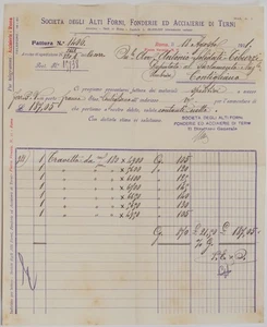 Facture Compagnie Filtre Des Fours Fonderie Aciéries de Terni Umbria Industrie - Bild 1 von 1