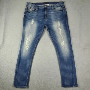 Guess Jeans Mens Size 40x32 Blue Distressed Tapered Slim Denim Pants ** - Picture 1 of 15