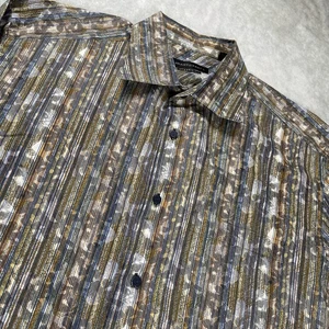 Jhane Barnes Camicia Uomo XL Multicolore Tessuto Bottoni Manica Lunga Casual - Foto 1 di 12