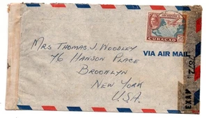 Curacao 1944 Cover mit Aruba & US Zensorkassetten - Bild 1 von 2