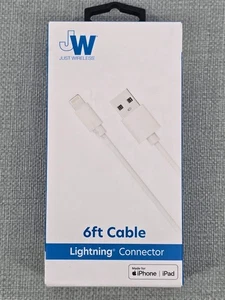 Just Wireless 6ft iPhone connector to USB-A PVC Cable for iPhone/iPad White - Picture 1 of 2