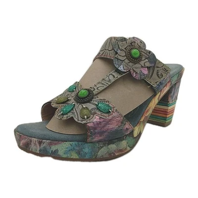 L'Artiste Spring Step Meliauna Floral Beaded Heel Sandals 9.5 10 Sz 41 - Image 1 of 4