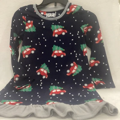 Niñas Jammies for Your Families Vestido de Navidad Rojo Coche con Árbol de Navidad Talla 5/6 NUEVO Foto 1 de 4