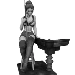 1/24 Resin Figure Model Kit Sexy Modern Billiard Pool Girl Seductress Unpainted - Picture 1 of 3