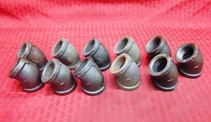 MALLEABLE IRON 45° ELBOW SIZE: 1" (LOT OF 11) - Picture 1 of 4