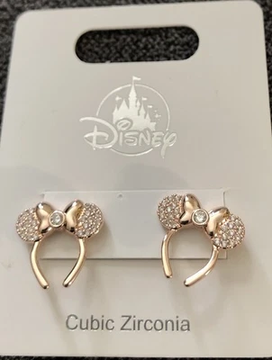 Disney Parks Rose Gold Tone Minnie Mouse Ears Headband Pierced Earrings - Image 1 of 2