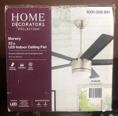 Merwry 52 In. Integrated LED Indoor Brushed Nickel Ceiling Fan with Light Remote - Image 1 of 4
