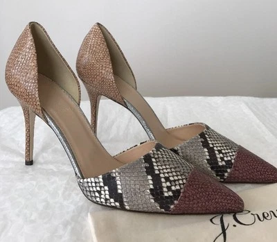 New J.Crew Elsie D'Orsay Pump Snakeskin Printed Leather #F5586 Heel Shoes Sz. 11 - Image 1 of 4