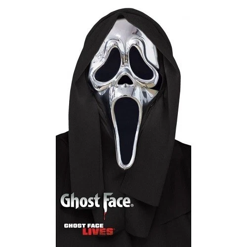 Ghost Face Chrome Mask Scream Silver Masks Halloween Movie Adults Fancy Dress - Image 1 of 1