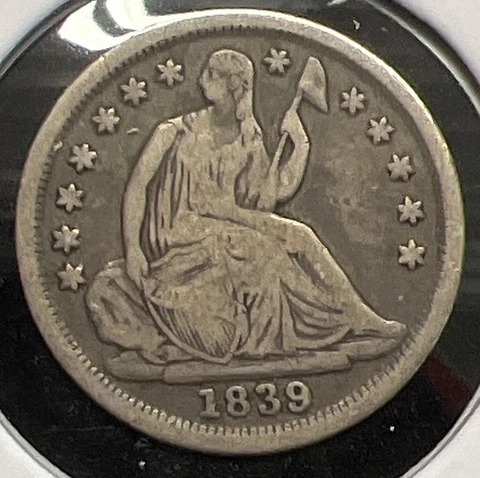 1839-O SEATED LIBERTY SILVER HALF DIME GRADES FINE++ ACTUAL COIN  #C13738 Cover