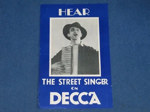 ARTHUR TRACY / THE STREET SINGER - 1932 UK PROMO POSTER (DECCA RECORDS) - Bild 1 von 3