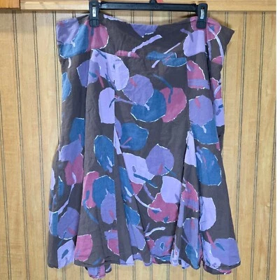 Falda Mossimo Marrón Estampado Floral Algodón Línea A Informal Acampanada 16W Foto 1 de 4