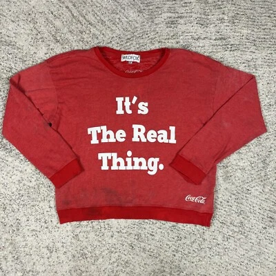 Wildfox Sweater Women Small Coca Cola Sweatshirt Red Its the Real Thing *STAINS* - Image 1 of 4