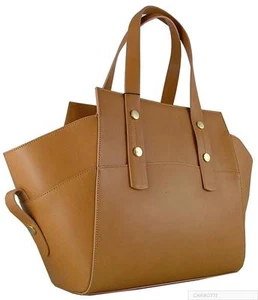 TRAPEZE STYLE HONEY TAN 46CM ITALIAN RUGA/SUEDE CALKSKIN LEATHER TOTE BAG PURSE - Picture 1 of 7