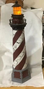 Large Red & White Spiral Stripe Lighthouse Nightlight - Picture 1 of 4
