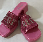 Neu Sz 9 True Religion Pink Grob Y2K Absatz Slipper Sandalen Verziert Pantoffeln