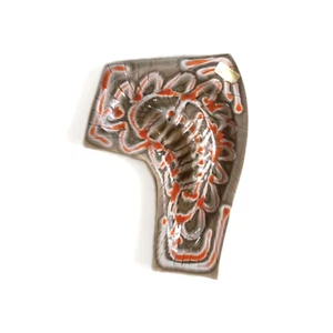 Mid-Century Modern Boomerang Ashtray  Lava Drip Glaze  cali  Pottery  Atomic USA - Picture 1 of 8