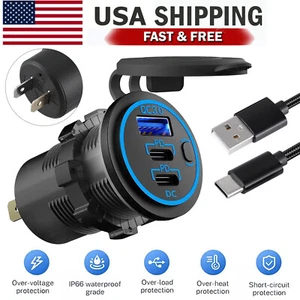 12V-24V QC3.0 + PD USB C Cargador rápido Toma de corriente para barco RV Marina - Imagen 1 de 16