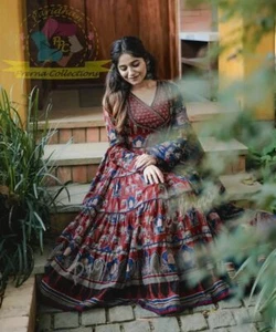 Anarkali Flared Kurta Long Salwar Kameez Pakistani Readymade Gown Kurti Stitched - Picture 1 of 9