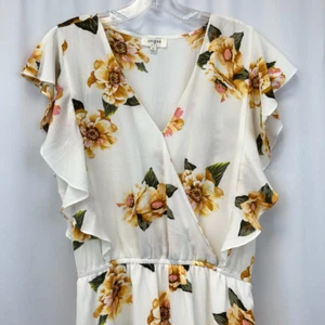 Umgee Womens Romper Playsuit White Floral Surplice Neck Sleeveless Flutter M - Picture 1 of 11