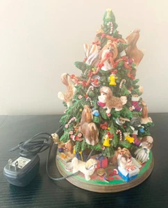 Danbury Mint Shih Tzu Dog Christmas Lighted Tree Retired WORKS Holiday Rare - Picture 1 of 9
