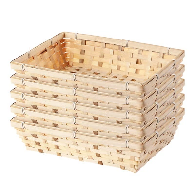 5 x Bamboo Natural Color Wicker Bread Basket Shop Display Christmas Hamper - Image 1 of 4