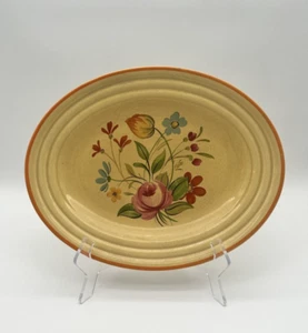 Leigh Potters U.S.A The Aristocrat by Floral Yellow Glaze PLATTER Plate Antique - Picture 1 of 5