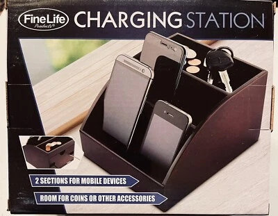 NEW FINE LIFE WOODEN CELL PHONE /DEVICE CHARGING / DOCKING STATION ORGANIZER $39 - Image 1 of 4