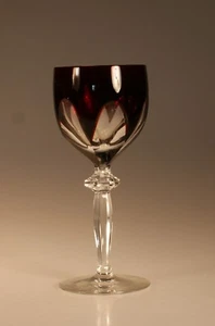 Copa de vino vintage Val St. Lambert rojo rubí cortada a transparente de 7 oz - Imagen 1 de 5