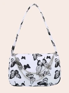 Trendy Zipper Shoulder Bag, Fashion Butterfly Pattern Underarm Bag. - Picture 1 of 9